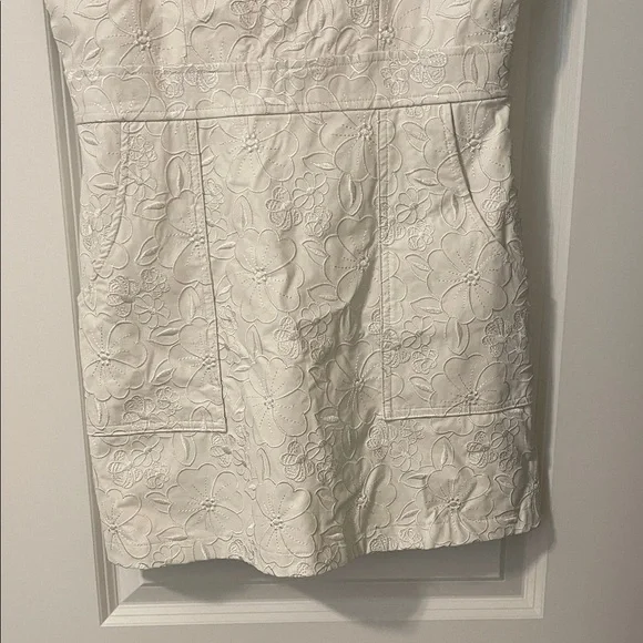 Amanda Uprichard Vegan Leather White Floral Embroidered Dress, Size Medium, EUC - Picture 9 of 11